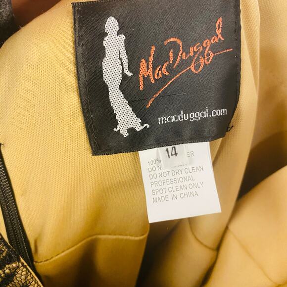 Mac Duggal Black Floral Embroidered Midi Tea Length Dress Sz 14 NWT Whimsigoth - Picture 7 of 10